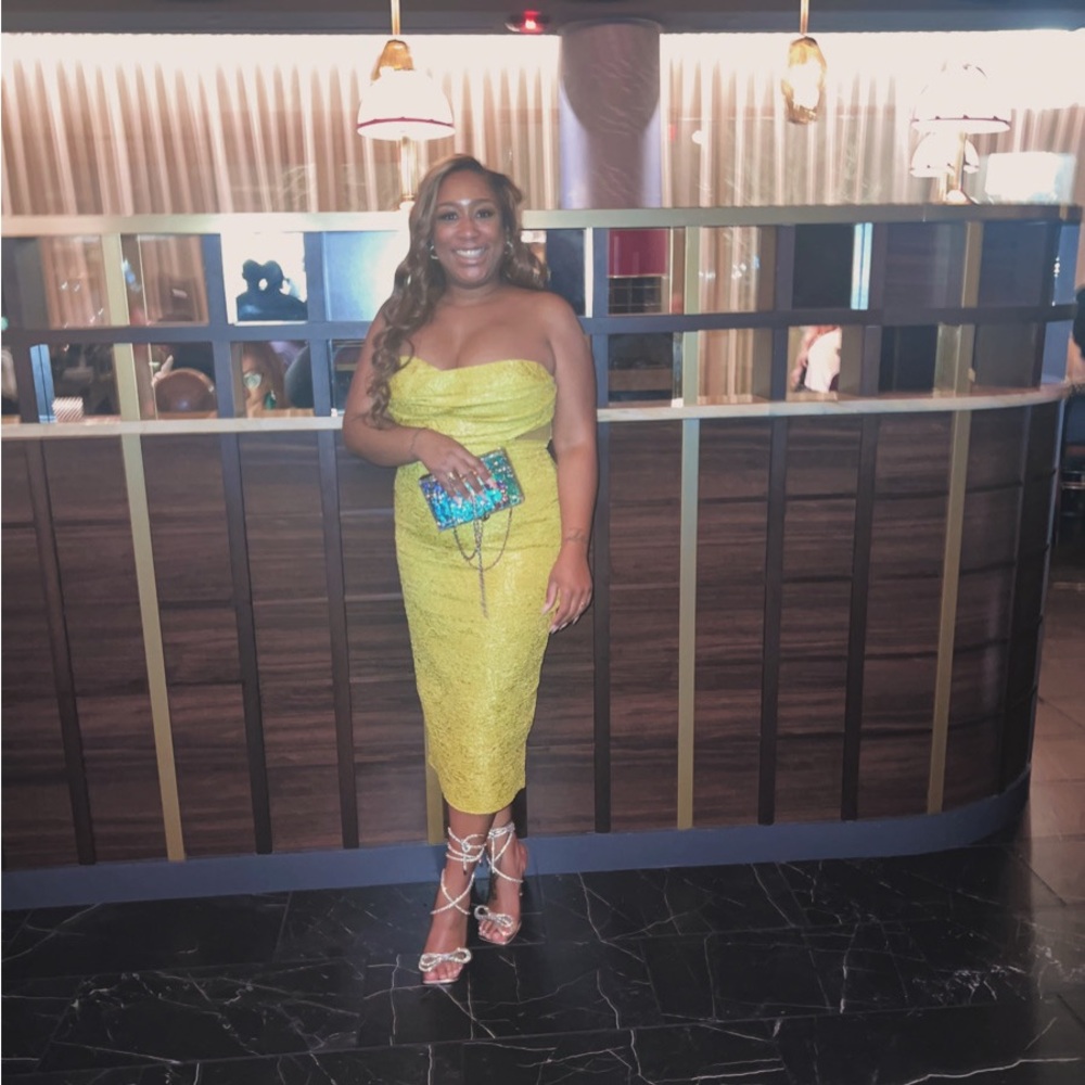 Yellow Strapless Midi Dress